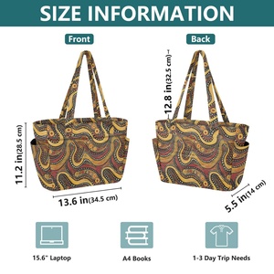 Australian Aboriginal Traditional Dot Art Custom Logo Women Shoulder <b>Bag</b> <b>Long</b> Strap Quilted Polyester Tote <b>Bag</b> with Zipper - Product Image 3