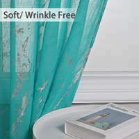 Voilage semi-transparent en polyester à motif marin argenté, style européen, écologique, personnalisable, toutes saisons, avec passe-tringle pour fenêtre