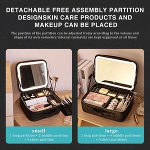 Free Sample <b>Makeup</b> <b>box</b>, large capacity cosmetic suitcase, fully empty travel <b>makeup</b> bag, <b>makeup</b> storage bag with LED reflector - Product Image 4