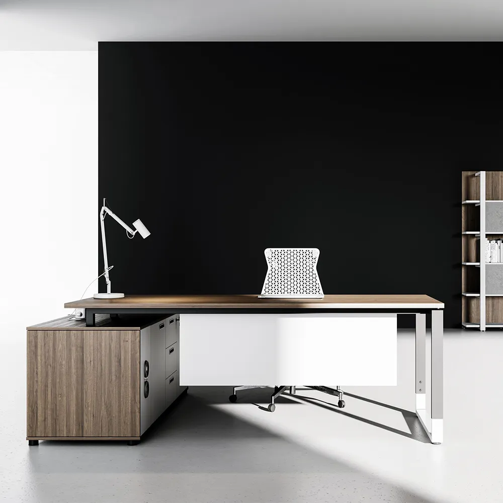 Modern Kantoormeubilair L Vorm Mdf Bureau Kantoortafel Baas Executive Desk