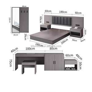 Inexpensive Hotel Bedroom Furniture <b>Set</b> with Low Profile <b>Bed</b> Frame Nihtstands TV Cabinet & Wardrobe For 3 Star Hotel <b>Full</b> Room - Product Image 3