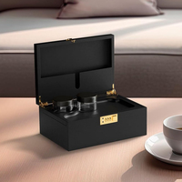 Bambou naturel bois noir boîte de rangement pour herbes mallettes de rangement étui à puzzle étui de rangement anti-odeur luxe avec plateau roulant