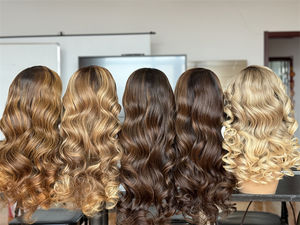 Perruque de cheveux humains de qualité supérieure HD Lace Wig Glueless Part Anywhere Brown Color With Highlight Prêt à expédier - Product Image 6