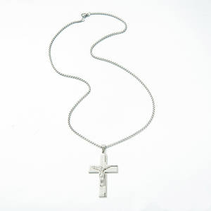 KOMI Collier croix en acier inoxydable pour hommes, couleur argent or, crucifix de prière des seigneurs, pendentif croix, bijoux chrétiens pour hommes - Product Image 5