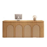 Mostrador de Recepción de Madera Sólida Moderno y Personalizado de Alta Calidad, Mesa de Caja Comercial Rectangular con Almacenamiento, Tamaño y Logotipo Personalizables