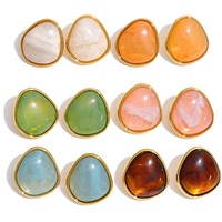 Boucles d'oreilles clous élégantes en résine JINYOU 6445, motif marbre, forme organique irrégulière, texture artistique vintage, pour la mode