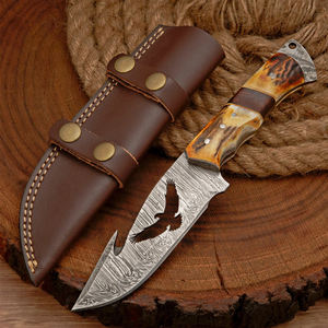 Cuchillo de Caza de Acero de Damasco Personalizable de Alta Calidad, Cuchillo de Caza de Acero de Damasco Personalizable OEM - Product Image 1