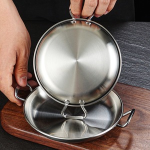 Korean Style 304 Stainless Steel Double Eared Snack Plate 14-14.9cm Gold Round Dish For Restaurant Salad Cold Dish Dessert Tray - Product Image 2