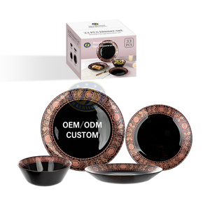 ชุดจานชามสีดำหม้อแก้วโอปอลแก้ว33ชิ้นทนทานต่อการฉีกขาดสำหรับไมโครเวฟ - Product Image 4