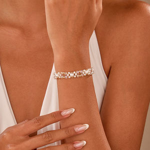 Nouveau <span class=keywords><strong>Bracelet</strong></span> de Luxe Élégant 2025 en Perles Tressées et Cristaux, avec Fermoir Extenseur en Or Massif 14 carats, Accessoire en Or Véritable pour - Product Image 2