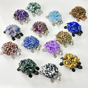 Natural Crystal Statue Various Quartz Turtle Animal Figurine Crystal Crafts With Gemstone For Home Fengshui