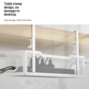 Panier de rangement suspendu en métal pour <span class=keywords><strong>table</strong></span>, sans perçage, avec longueur réglable rétractable pour rangement de prises sous la <span class=keywords><strong>table</strong></span> - Product Image 2