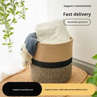 Corde en coton tissé panier de rangement Pot de fleur panier paille tissé décoration de la maison vêtements sales panier taies d'oreiller housses de coussin