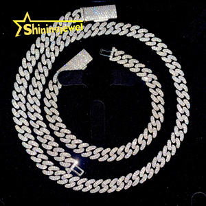 8mm New Moon Shape <span class=keywords><strong>2</strong></span> Reihen kubanische Glieder kette Moissan ite Cuban Bracelet Halskette Hip Hop Diamond Cuban Links - Product Image 6