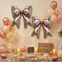 Ballons en aluminium imprimé léopard en forme de nœud, grande taille, pour demande en mariage, décoration d'anniversaire, style INS, ambiance festive - Vente chaude