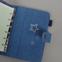 Agenda de Tela Azul Marino A7, Diseño Exclusivo, con Porta Tarjetas y Hojas Sueltas, Tamaño de Bolsillo