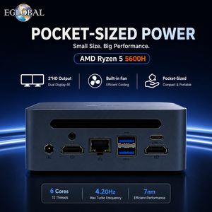 Ordinateur de jeu EGLOBAL AMD 5 <span class=keywords><strong>5600H</strong></span> avec Windows 11, 3,3 GHz à 4,2 GHz, DDR4, SSD 512 Go, WIFI6, carte graphique Radeon, prise EU/UK, mini-ordinateur de bureau - Product Image 1