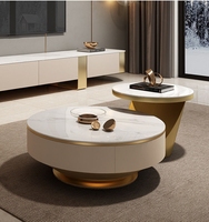 Offre spéciale meuble TV en acier inoxydable Table basse Table combinée avec dessus en marbre Table de centre de salon pour la maison meubles d'hôtel