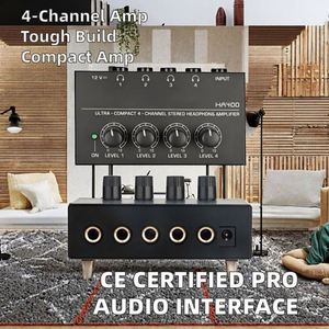Interface audio professionnelle en métal à 4 entrées, mini amplificateur HiFi pour studio d'enregistrement - Product Image 2