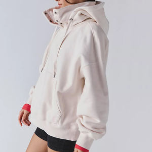 Custom High-quality Cotton Drawstring Stand-up Collar Casual Style Heavyweight Manufacturers <b>Travel</b> Women Boxy Cropped Hoodie - Product Image 2