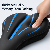 Housse de selle de vélo en cuir PU imperméable en silicone épaissi, coussin de siège de vélo central en mousse à mémoire de forme souple de 32-34 mm