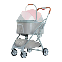 Poussette pliable automatique pour animaux de compagnie One Touch avec panier amovible, en acier carbone Oxford 300D, pour les promenades quotidiennes des animaux.