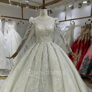 Vestido de novia de manga larga Encaje brillante Lentejuelas Vestidos de novia <span class=keywords><strong>Capilla</strong></span> Lsbh44 - Product Image 5