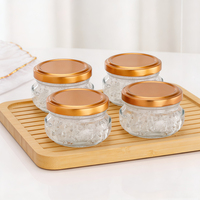 Stoples Kaca Kedap Udara Portabel Kosong dengan Tutup Logam Putar 80ml 100ml 150ml 200ml untuk Sarang Burung, Selai, dan Jeli