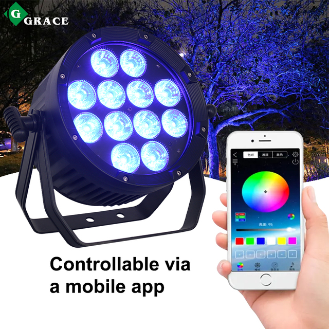 Igreslite 12*18W RGBWAUv 6in1 Wireless DMX LED Par Uplight IP65 Outdoor Waterproof Battery Power LED Par Stage Light