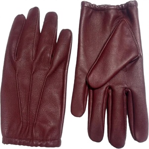 Gants de conduite unisexes en cuir bordeaux, à doigts entiers, toutes saisons, en cuir véritable, compatibles avec les écrans tactiles - Product Image 1