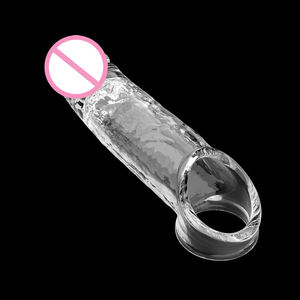 Manchon d'agrandissement du pénis, retardateur d'éjaculation, anneau pénien, jouets sexuels pour hommes et femmes, <span class=keywords><strong>orgasme</strong></span>, préservatif vibrant à 7 fréquences, cristal - Product Image 4