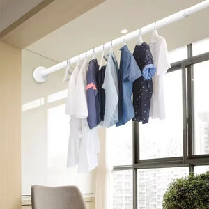 Barra telescópica de acero inoxidable sin taladro para secar ropa, ajustable, para ventana de baño, venta al por mayor - Product Image 3