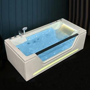 Bañera <span class=keywords><strong>de</strong></span> Hidromasaje Acrílica Blanca <span class=keywords><strong>de</strong></span> Lujo, Independiente, con Luces LED y Cascadas, para Hotel o Villa - Product Image 4