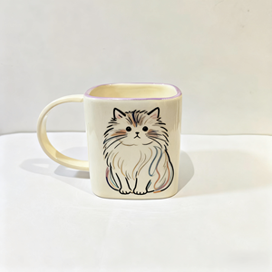 Taza de Cerámica Hecha a Mano Personalizada - Diseño de <span class=keywords><strong>Gato</strong></span> <span class=keywords><strong>Persa</strong></span> Pintado a Mano, Regalo Perfecto para las Fiestas - Product Image 6