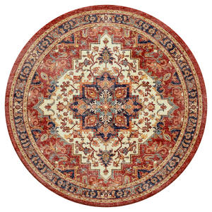 Alfombra redonda con diseño de medallón, fibra de poliéster, estilo vintage rojo, decoración del hogar, dormitorio, sala de estar, alfombra para el suelo, 60 pulgadas de diámetro - Product Image 1