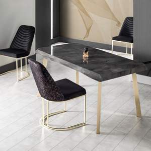 Mesa de Comedor Europea Moderna con Tapa de Mármol, Patas de Metal, Extensible, Diseño Rectangular para 6 Personas - Product Image 2