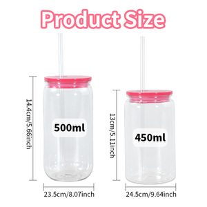 450ml 16ounce Soda hình ly bia rõ ràng cốc nhựa tường duy nhất PC 16oz nhựa Tumbler với đầy màu sắc nắp và rõ ràng rơm - Product Image 2