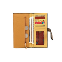 Dompet Panjang Wanita Modis Warna Kuning dari Kulit PU Pebble dengan Penutup Tali Depan, Kantong Koin, dan Tempat Kartu Kredit untuk Wanita.