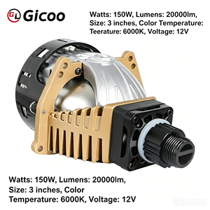 Gicoo 150W 3 Inch <b>LED</b> <b>Headlight</b> 20000lm 6000K 12V Universal Fitment - Product Image 1