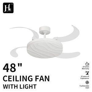 Y363 white retractable LED fan <b>light</b> 42 inch <b>ceiling</b> fan with <b>light</b> and <b>remote</b> <b>control</b> invisible indoor LED fan <b>light</b> - Product Image 2