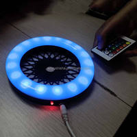 Lampe LED annulaire moderne en plastique laqué de 6 pouces pour chicha avec télécommande et base lumineuse RGB