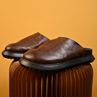 Mules en cuir pour hommes de qualité supérieure, semelle épaisse, chaussures décontractées de luxe à enfiler, été, douces, logo personnalisé, OEM, ODM, marque privée, norme européenne