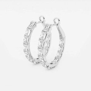 Boucles d'oreilles créoles 4 carats en émeraudes et diamants de laboratoire pour femme, taille brillant, bijoux de luxe, pierres vertes étincelantes - Product Image 4