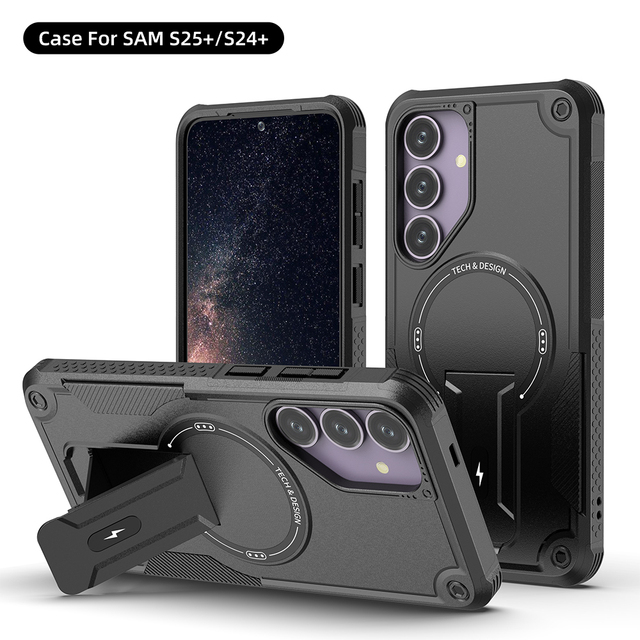 Heavy Duty Mobile Phone Cover Shockproof Phone Cover for Samsung Galaxy S25 Plus/S24 Plus With Kickstand & Charging Function