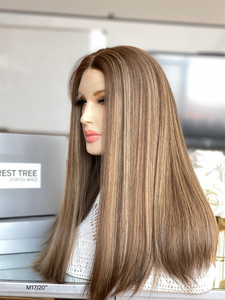 Vente d'usine 20 "soyeux droite 100% attachée à la main perruque de cheveux européenne luxe HD cheveux slaves dentelle haut perruque casher en Stock - Product Image 5