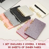 Organisateur de budget A6 mignon rose en PVC givré, avec 2 pochettes sans fermeture éclair, pour feuilles mobiles, perforé 6 trous