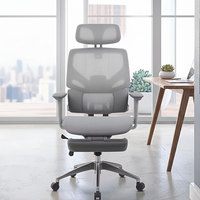 Chaise de bureau pivotante ergonomique de luxe moderne JR RACING avec dossier haut, appui-tête réglable, dossier en maille, repose-pieds et mécanisme d'inclinaison