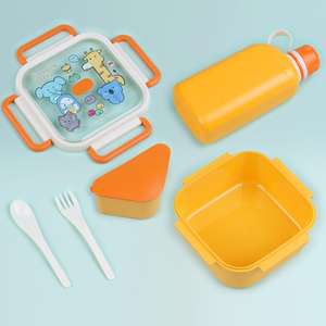 Boîte <span class=keywords><strong>à</strong></span> lunch en plastique scellée, mignonne, rectangulaire, sans BPA, avec 2 compartiments, hermétique, grande capacité, <span class=keywords><strong>gourde</strong></span> et cuillère-fourchette - Product Image 3