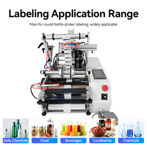 Étiqueteuse pneumatique <span class=keywords><strong>pour</strong></span> bouteilles rondes, <span class=keywords><strong>ruban</strong></span> thermique, conteneurs cylindriques, boissons, condiments, produits chimiques quotidiens, flacons – Traitement des étiquettes - Product Image 1