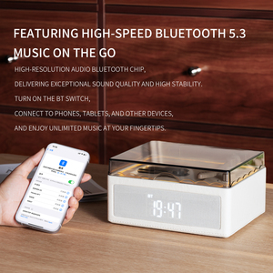 Haut-parleur Bluetooth rétro, lecteur de CD, lecteur de musique rechargeable avec affichage de l'heure pour la maison, la chambre à coucher, le bureau - Product Image 6